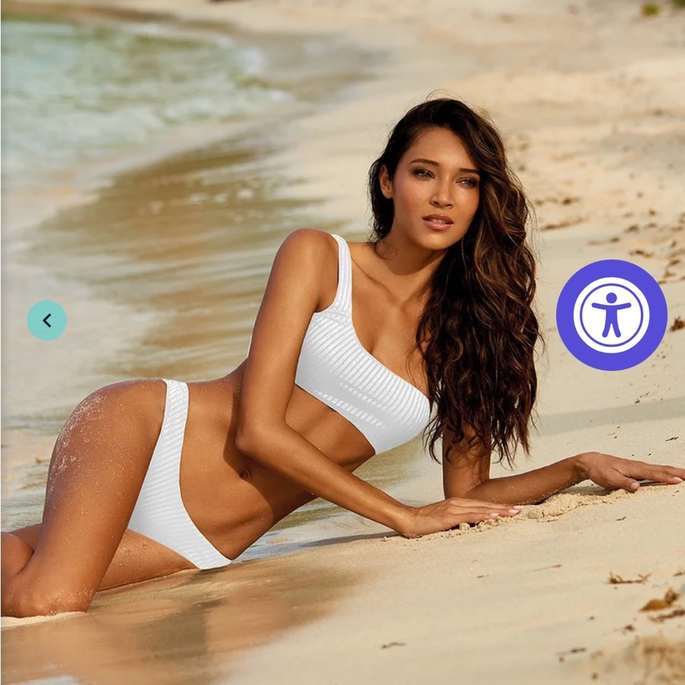 Melissa Odabash one shoulder Toulouse White Ribbed Bikini set in white US8, UK12